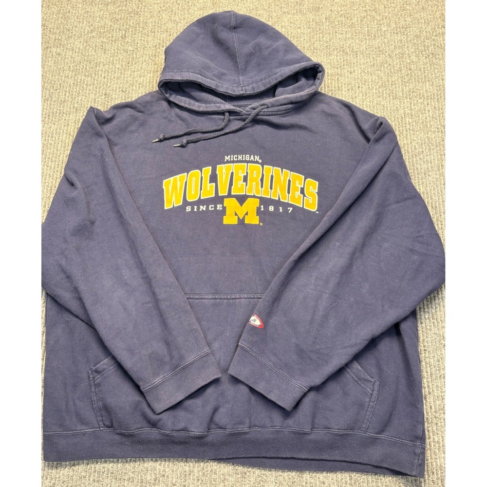 Pro Player Michigan Wolverines Hoodie Mens 2XL Navy Blue NCAA Sweatshirt